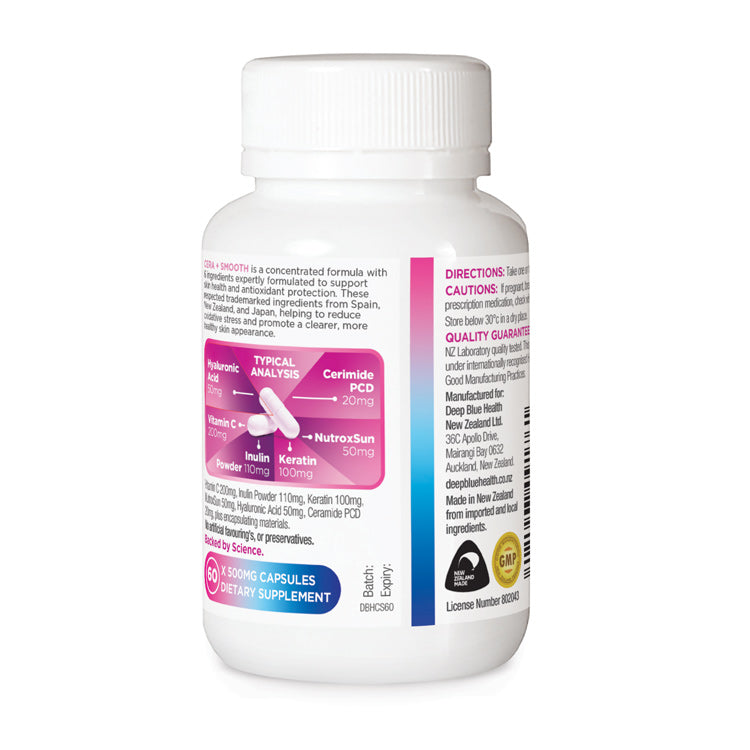 CeRa+ Smooth back label with ingredients and gradient design