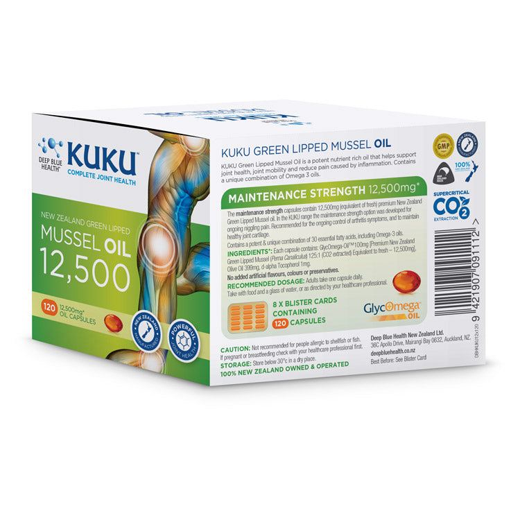 KUKU Mussel Oil 12,500 - Maintenance Strength - 120 caps