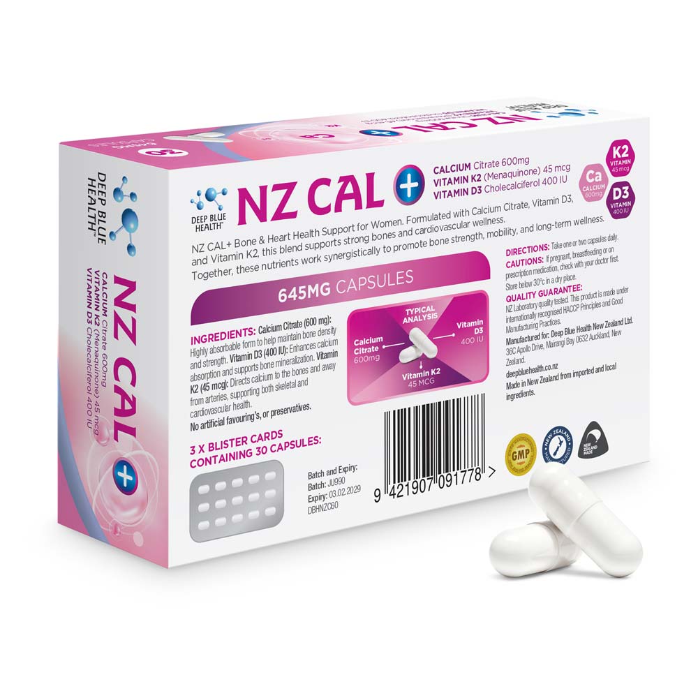 NZ CAL+ Bone & Heart Health Support 30 Capsules