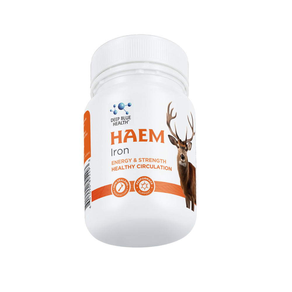 Haem Iron bottle — 90-capsule NZ haem iron supplement from pasture-raised deer