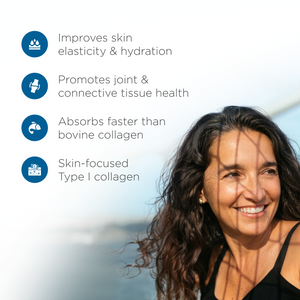 Deep Blue Health Marine Collagen capsule ingredient label detail — 350mg Type I collagen NZ