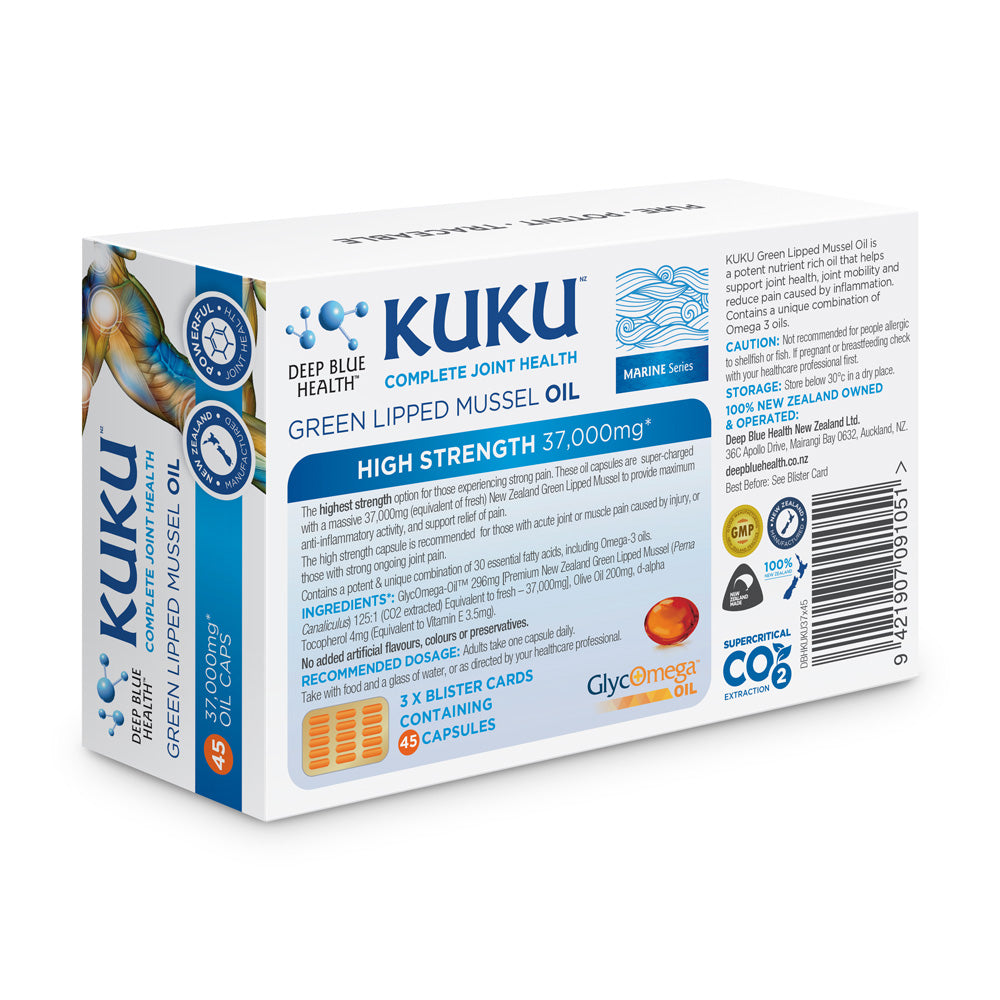 KUKU Mussel Oil 37,000 - High Strength - 45 caps | Joint Health NZ ...